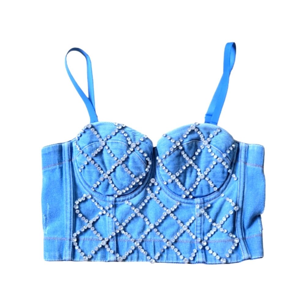 Denim Bustier Crop Top